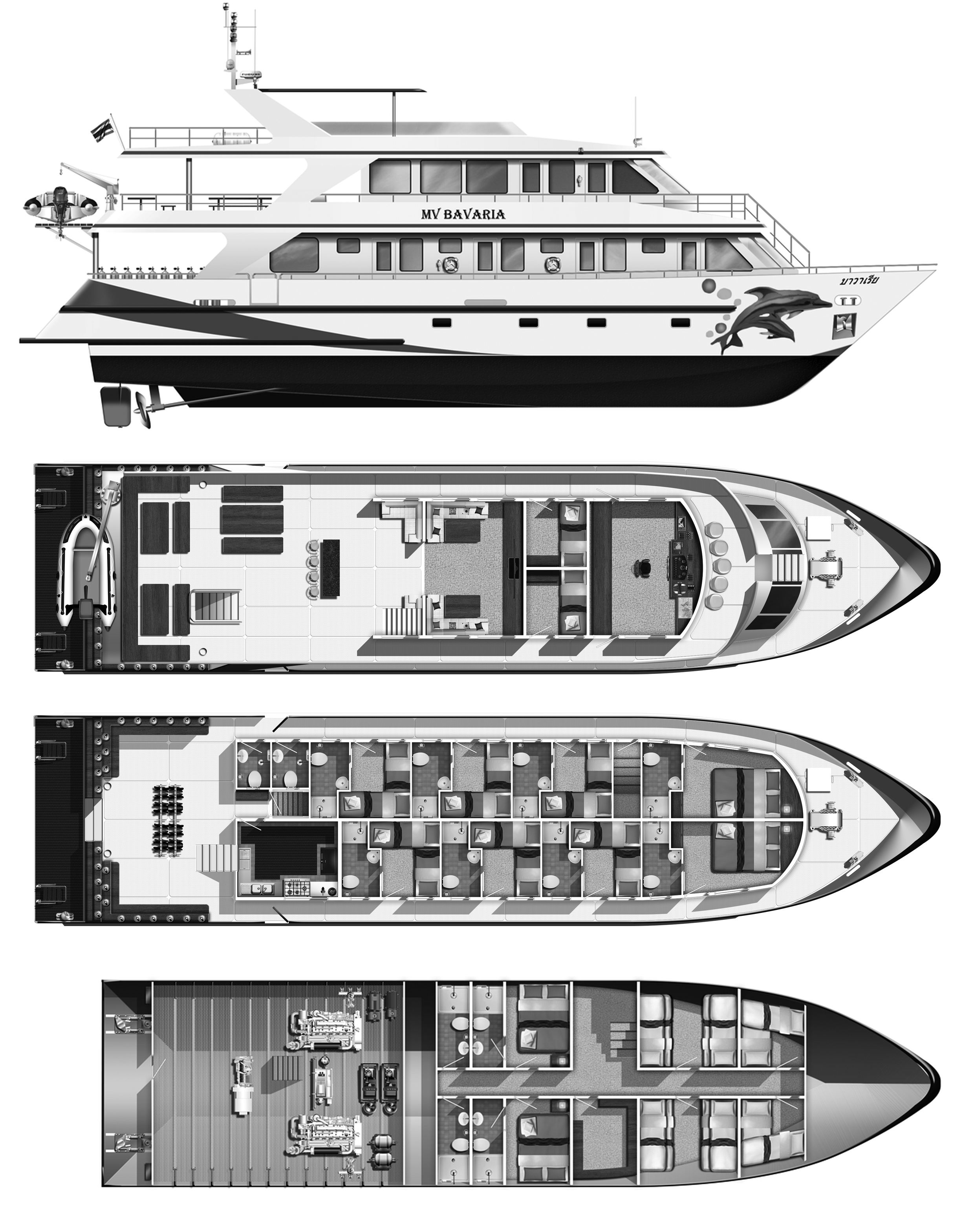 Bavaria - Similan Island Liveaboard boat - Deck Layout